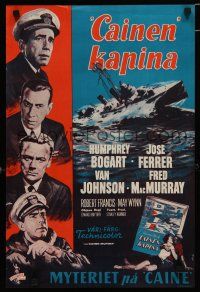 4r158 CAINE MUTINY Finnish '54 art of Humphrey Bogart, Jose Ferrer, Van Johnson & Fred MacMurray!