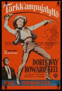 4r159 CALAMITY JANE Finnish '53 pretty cowgirl Doris Day in title role w/Howard Keel!