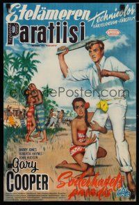 4r180 RETURN TO PARADISE Finnish '53 art of Gary Cooper, from James A. Michener's story!