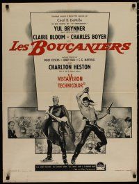 4r561 BUCCANEER French 23x32 '58 Yul Brynner, Charlton Heston, directed by Anthony Quinn!