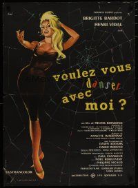 4r569 COME DANCE WITH ME French 23x32 '59 art of sexy beckoning Brigitte Bardot by Hurel!