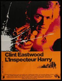 4r574 DIRTY HARRY French 23x32 '72 cool art of Clint Eastwood w/gun, Don Siegel crime classic!