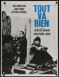 4r621 TOUT VA BIEN French 23x32 '72 Jean-Luc Godard, cool image of movie camera & Jane Fonda!