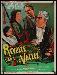 4r622 TROUBLE IN THE GLEN French 23x32 '55 art of Orson Welles & Margaret Lockwood in Scotland!