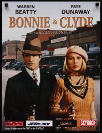 4r634 BONNIE & CLYDE French 15x21 R00 notorious crime duo Warren Beatty & Faye Dunaway!