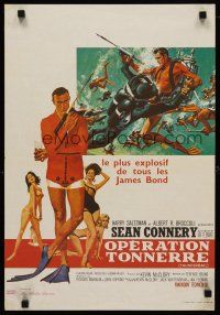 4r676 THUNDERBALL French 15x21 R70s art of Sean Connery as secret agent James Bond 007!