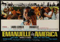 4r227 EMANUELLE IN AMERICA Italian 26x38 pbusta '77 images of sexy Laura Gemser in title role!