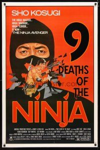 4s017 9 DEATHS OF THE NINJA 1sh '85 avenger Sho Kosugi, cool martial arts artwork!