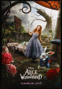 4s028 ALICE IN WONDERLAND teaser DS 1sh '10 Tim Burton, Mia Wasikowska in title role as Alice!