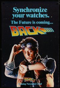 4s048 BACK TO THE FUTURE II teaser DS 1sh '89 Michael J. Fox as Marty, synchronize your watch!