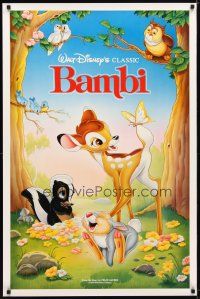 4s052 BAMBI 1sh R88 Walt Disney cartoon deer classic, great art with Thumper & Flower!