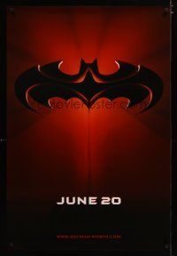 4s057 BATMAN & ROBIN advance DS 1sh '97 Clooney, O'Donnell, cool image of bat symbol!