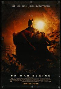 4s061 BATMAN BEGINS rescue coming soon style advance DS 1sh '05 Bale carrying Katie Holmes!