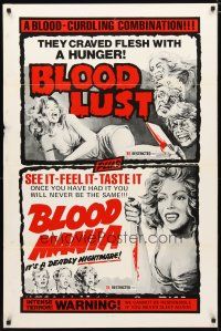 4s089 BLOODLUST/BLOOD MANIA 1sh '70s blood-curdling sexy double-feature!