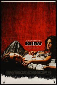 4s092 BLOW DS foil 1sh '01 Johnny Depp & Penelope Cruz in cocaine biography!