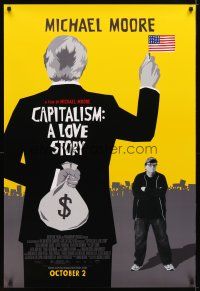 4s128 CAPITALISM: A LOVE STORY advance DS 1sh '09 cool artwork & image of Michael Moore!