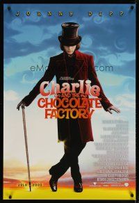 4s146 CHARLIE & THE CHOCOLATE FACTORY July 2005 style advance DS 1sh '05 Johnny Depp as Wonka!