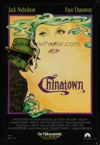 4s152 CHINATOWN video 1sh R90 art of Jack Nicholson & Faye Dunaway by Jim Pearsall, Roman Polanski