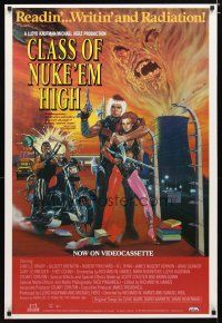 4s158 CLASS OF NUKE 'EM HIGH video poster '86 wacky Troma sci-fi horror, readin' writin' & radiation