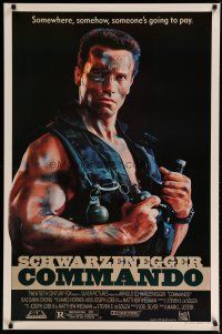4s162 COMMANDO 1sh '85 Arnold Schwarzenegger is going to make someone pay!