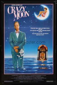 4s175 CRAZY MOON 1sh '86 Gray art of Kiefer Sutherland standing with flowers in ocean!