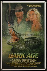 4s184 DARK AGE 1sh '87 John Jarratt, Nikki Coghill, Ernste art of crocodile horror down under!