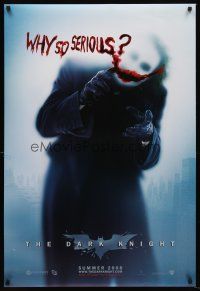 4s187 DARK KNIGHT teaser DS 1sh '08 Heath Ledger as the Joker, why so serious?