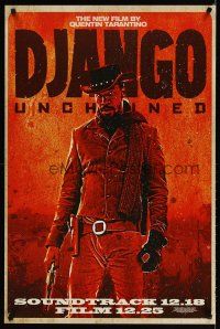 4s203 DJANGO UNCHAINED soundtrack advance 1sh '12 cool image of Jamie Foxx in title role!