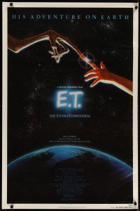 4s209 E.T. THE EXTRA TERRESTRIAL 1sh '83 Drew Barrymore, Steven Spielberg classic, Alvin art!
