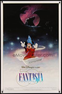 4s237 FANTASIA DS 1sh R90 great image of Sorcerer's Apprentice Mickey Mouse, Disney classic!