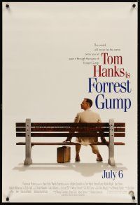 4s263 FORREST GUMP advance 1sh '94 Tom Hanks waiting for the bus, Robert Zemeckis!