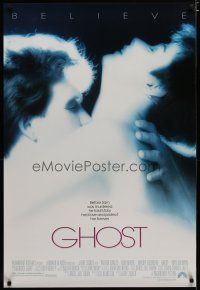 4s283 GHOST 1sh '90 classic romantic close up of dead Patrick Swayze & sexy Demi Moore!
