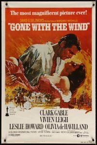 4s306 GONE WITH THE WIND 1sh R80s Clark Gable, Vivien Leigh, Leslie Howard, all-time classic!