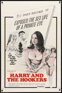 4s335 HARRY & THE HOOKERS 1sh '75 exposed, the sex life of a private eye, sexy art!