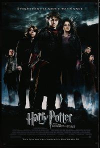 4s338 HARRY POTTER & THE GOBLET OF FIRE advance 1sh '05 Daniel Radcliffe, Emma Watson, Grint!