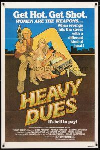 4s350 HEAVY DUES 1sh R77 art of sexy Barbara Bouchet & Christopher Mitchum by Larry Noble