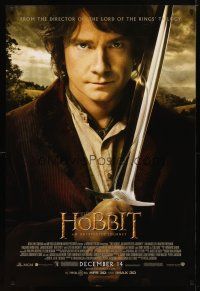 4s362 HOBBIT: AN UNEXPECTED JOURNEY advance DS 1sh '12 Tolkien, Martin Freeman as Bilbo w/Sting!