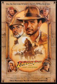 4s388 INDIANA JONES & THE LAST CRUSADE int'l advance 1sh '89 art of Ford & Connery by Drew Struzan!