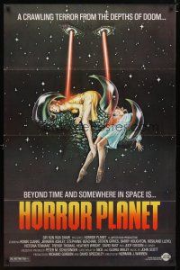 4s393 INSEMINOID 1sh R83 Horror Planet, really wild sci-fi image of sexy girls in monster hand!