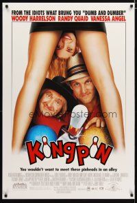 4s431 KINGPIN DS 1sh '96 wacky Woody Harrelson, Vanessa Angel & Randy Quaid, bowling!