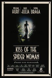 4s432 KISS OF THE SPIDER WOMAN 1sh '85 cool artwork of sexy Sonia Braga in spiderweb dress!