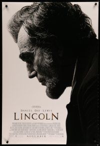 4s452 LINCOLN advance DS 1sh '12 cool image of Daniel Day-Lewis in title role!