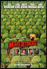 4s481 MARS ATTACKS! advance 1sh '96 directed by Tim Burton, great image of many alien brains!