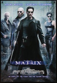 4s483 MATRIX advance DS 1sh '99 Keanu Reeves, Carrie-Anne Moss, Laurence Fishburne, Wachowski Bros!