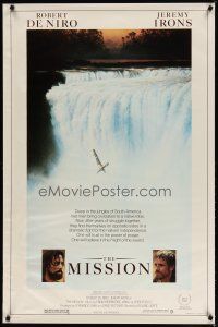 4s501 MISSION 1sh '86 Robert De Niro, Jeremy Irons, cool waterfall artwork by Daniel Goozee!