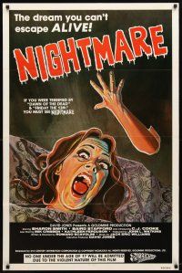 4s526 NIGHTMARE 1sh '81 wild cartoony horror image, the dream you can't escape ALIVE!