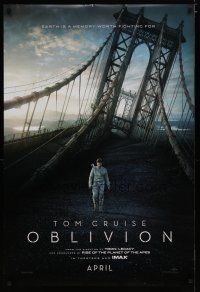 4s532 OBLIVION teaser DS 1sh '13 Morgan Freeman, cool image of Tom Cruise on bridge!