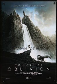4s533 OBLIVION teaser DS 1sh '13 Morgan Freeman, image of Tom Cruise & waterfall in city!
