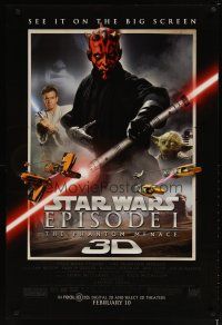 4s567 PHANTOM MENACE advance DS 1sh R12 George Lucas, Star Wars Episode I in 3-D!