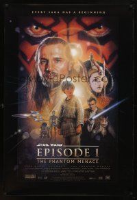 4s571 PHANTOM MENACE style B 1sh '99 George Lucas, Star Wars Episode I, art by Drew Struzan!